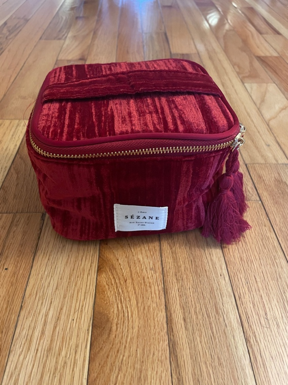 NWT Sezane Red Velvet Cosmetic Pouch